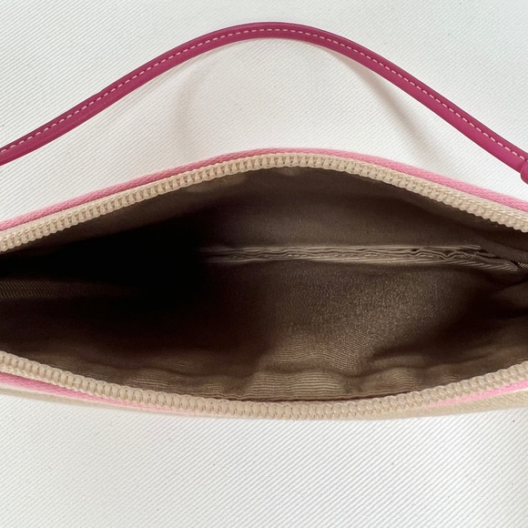 COACH Soho Stripe Wristlet | Multicolor w/ Pink Leather